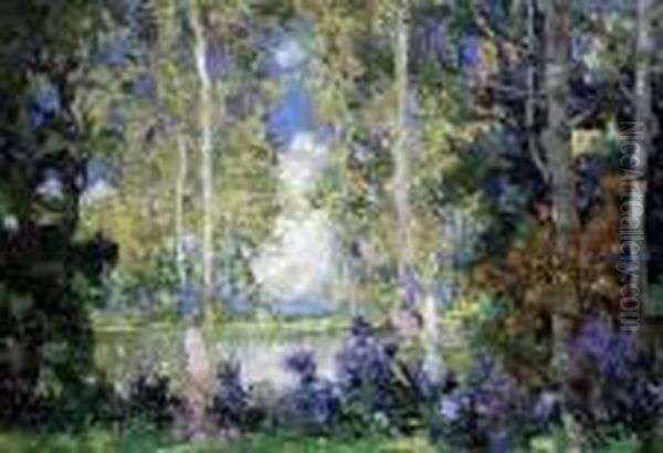 Woman Beside A Woodland Pool - view 1