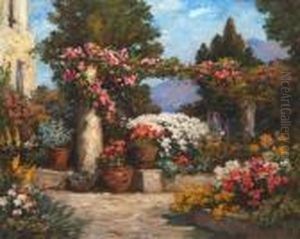 Floral Garden Terrace With Rose Arbour
