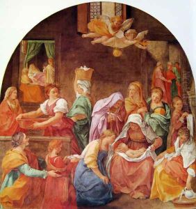 Frescoes in the Palazzo Quirinale, Cappella dell'Annunciata, entrance wall, scene, Maria birth