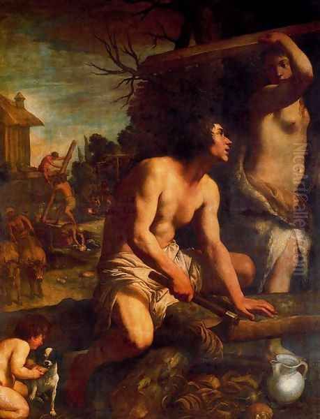 The construction of the Ark of Noah - view 1
