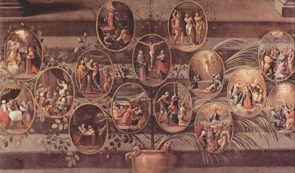 Rosary Madonna, detail, medallions with representation scenes from the life of Jesus and the Passion - view 1