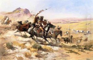 Attack on a Wagon Train by Charles Marion Russell