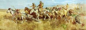 Indian Women Moving Camp I by Charles Marion Russell