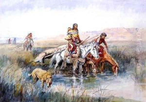 Indian Women Moving Camp by Charles Marion Russell