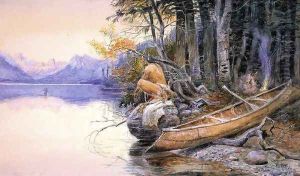Indian Camp - Lake McDonald by Charles Marion Russell