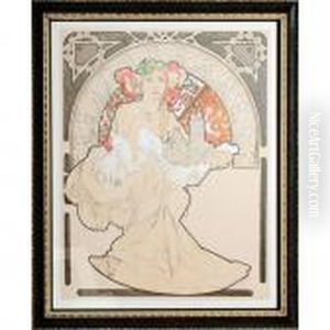 Lovely Protector by Alphonse Maria Mucha