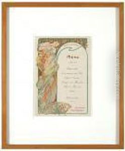 Moet &amp; Chaudon Menu by Alphonse Maria Mucha