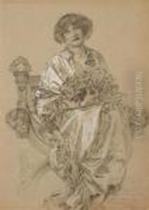 A Likeness Of Madame Deschamps by Alphonse Maria Mucha