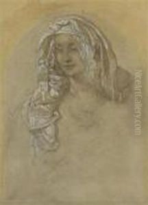 A Portrait Of A Girl by Alphonse Maria Mucha