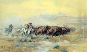 The Buffalo Hunt by Charles Marion Russell