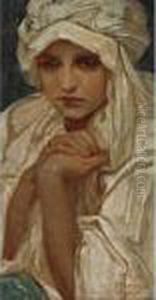 Portrait Of A Girl by Alphonse Maria Mucha