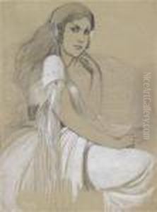 Aportrait Of His Daughter Jaroslava In A National Costume