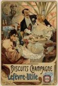 Biscuits Champagne Lefevre - Utile(rennert & Weil 16) by Alphonse Maria Mucha