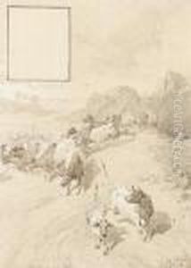 Cattle In A Landscape by Alphonse Maria Mucha