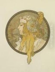 Tete Byzantine - Blonde by Alphonse Maria Mucha