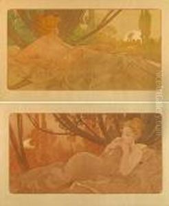 Dawn And Dusk by Alphonse Maria Mucha