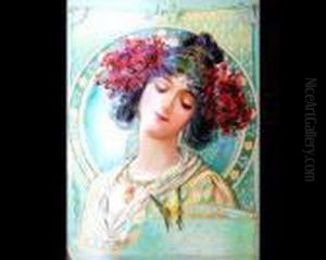 Art Nouveau Maiden With Flowers by Alphonse Maria Mucha