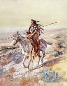 Indian with Spear by Charles Marion Russell