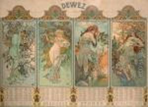 Dewez - Les Quatre Saisons by Alphonse Maria Mucha
