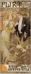 Flirt - Biscuits Lefebvre-utile by Alphonse Maria Mucha