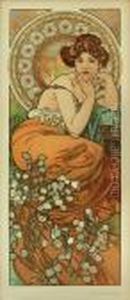 La Topaze : Planche Des Pierres Precieuses. . Feuillet : 655 X 285 by Alphonse Maria Mucha