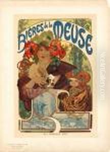 "bieres De La Meuse", Planche Extraite Des Maitres De L'affiche" 41 X 31 Cm by Alphonse Maria Mucha