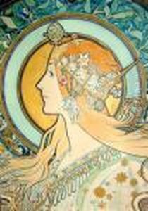 Female Crowned Head Quarter-length In Profile Turned To The Left by Alphonse Maria Mucha