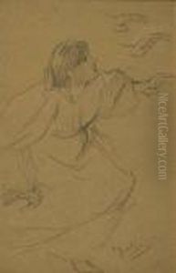 Femme Avec Etude De Mains by Alphonse Maria Mucha