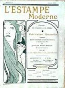 Mucha- Cover For L'estampe Moderne- Lithograph, 1899, Very Good Condition. 16 1/4 X 12'' by Alphonse Maria Mucha