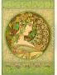 Allegorie De L'automne, 
Chromolithographie, 53 X 39,5 Cm, Belle Epreuve Coupee Au Sujet Sans 
Lettre, Quelques Legeres Taches Au Verso. by Alphonse Maria Mucha