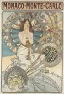Monaco Monte-carlo, 1897 (b. A21) by Alphonse Maria Mucha