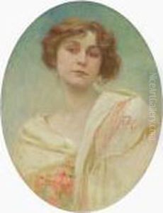 Portrait Of A Young Woman In Folk Costume by Alphonse Maria Mucha