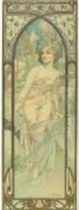 1860-1939
 Eveil Du Matin (r./w. 62) by Alphonse Maria Mucha