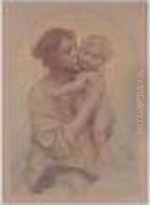 A Mother Embracing Her Child by Alphonse Maria Mucha