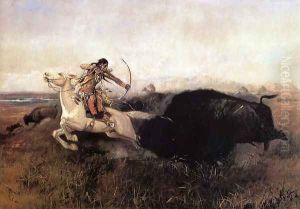 Indians Hunting Buffalo by Charles Marion Russell