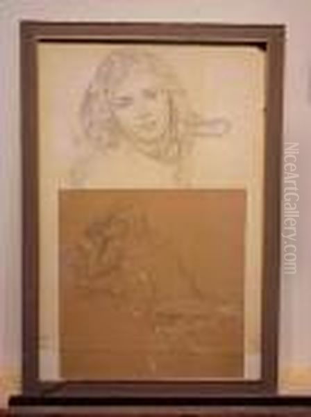 Study Of A Young Girl's Head And Reclining Nude: Two - view 1