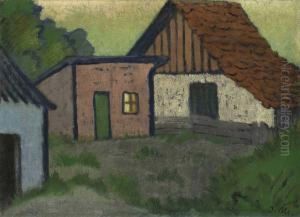 Drei Hutten, Eine Mit Rotem Dach