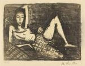 Madchen Auf Dem Kanapee. by Otto Mueller