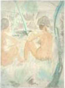 "zwei Madchen Am Wasser" by Otto Mueller