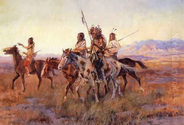 Four Mounted Indians - view 1