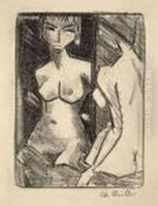 "madchenakt Vor Dem Spiegel (halbakt)" by Otto Mueller