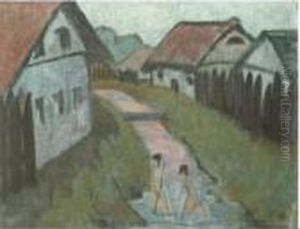 Dorfbach Mit Badenden (village Creek With Bathers) by Otto Mueller