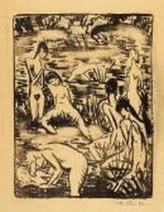 Acht Badende (2) by Otto Mueller