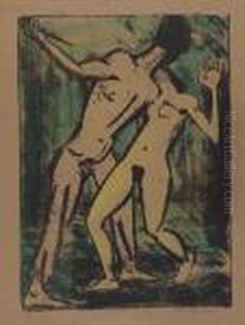 Der Mord 3. - Tanzszene. - Liebespaar by Otto Mueller
