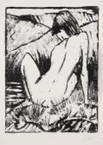 Olympia (sitzender Ruckenakt In Den Dunen) by Otto Mueller