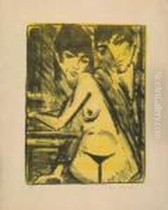 Paar Am Tisch (selbstbildnis Mit Maschka) by Otto Mueller