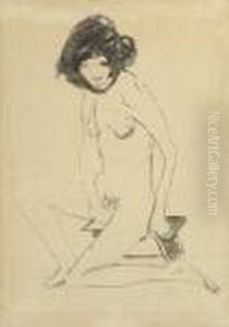 Sitzendes Madchen. Um 1980 by Otto Mueller