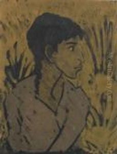 Zigeunerin Im Profil. 1926/27 by Otto Mueller