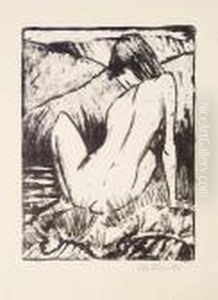 Olympia (sitzender Ruckenakt In Den Dunen) (karsch 137) by Otto Mueller