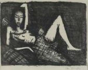 Madchen Auf Dem Kanapee by Otto Mueller